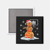 Aimant Basketball Snowman Player Santa Hat Christmas Funn (Recto/Verso)