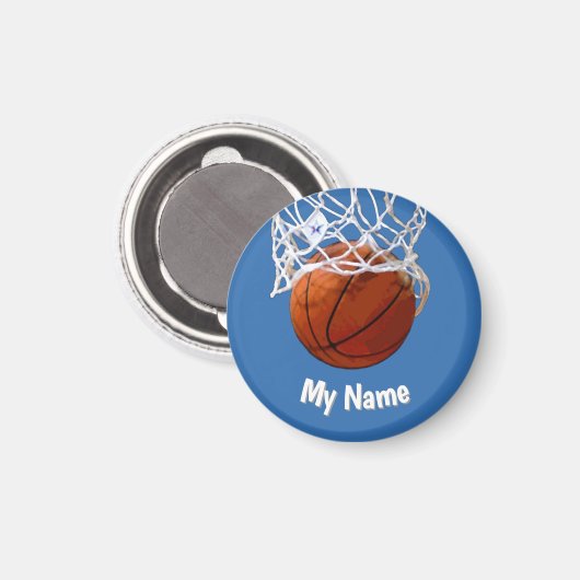 Aimant Basketball Your Name Custom Steel Blue Background (Recto/Verso)