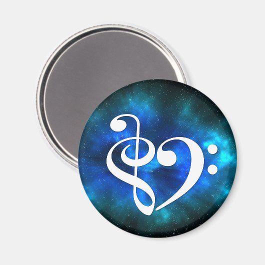 Aimant Basse Clé Treble Clé Coeur Bleu Burst Nebula (Recto/Verso)