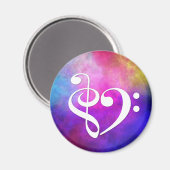 Aimant Basse Clé Treble Coeur Clé Baid Nebula violette (Recto/Verso)