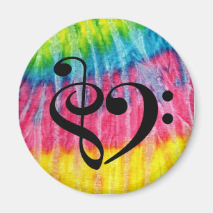 Aimant Basse Clé Treble Coeur Clé Rétro Hippie Cravate-Dy