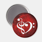 Aimant Basse Clé Treble Coeur Clé Rouge Rosette Nebula (Recto/Verso)