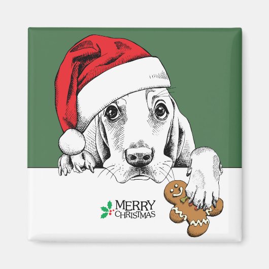 Aimant Basset Hound Cookie de Noël (Devant)