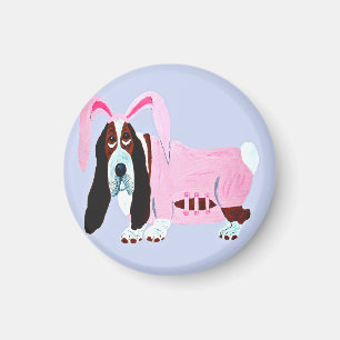 Aimant Basset Hound en costume de lapin