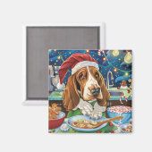 Aimant Basset Hound Gîtes : Noël festif (Recto/Verso)