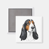 Aimant Basset Hound Vector Graphisme Art Portrait Animal (Recto/Verso)