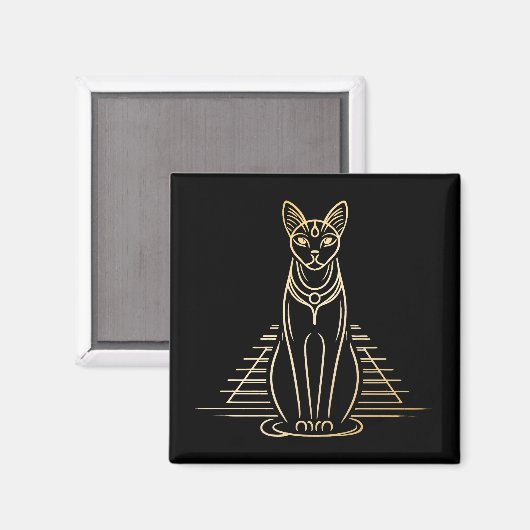 Aimant Bastet, déesse égyptienne des chats devant une pyr (Recto/Verso)