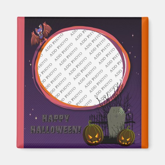Aimant Bat, Jack o' Lanterns, Tombstone, Ajouter Un Cadre (Devant)