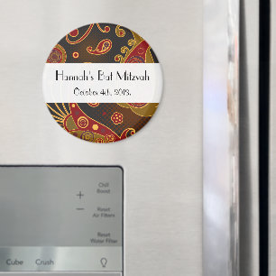 Aimant Bat mitzvah - Paisley perse - Rouge jaune vert