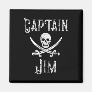 Aimant Bateau à crâne de pirate personnalisé Captain Jim