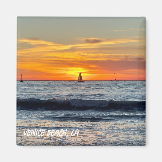 Aimant Bateau à Sunset - Venice Beach, CA (Devant)