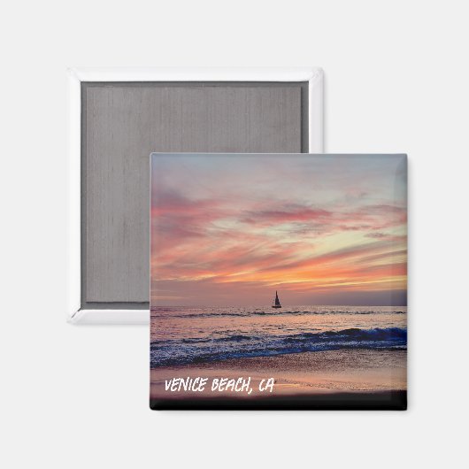Aimant Bateau à Sunset - Venice Beach, CA (Recto/Verso)