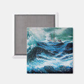 Aimant Bateau dans la mer dans la tempête (Recto/Verso)