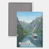 Aimant Bateau de croisière en Norvège Fjord (Recto/Verso)