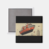 Aimant Bateau de croisière Hélicoptère de science-fiction (Recto/Verso)