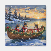 Aimant Bateau de Noël Basenji pour les Fêtes (Devant)