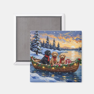 Aimant Bateau de Noël Bernedoodle pour les Fêtes