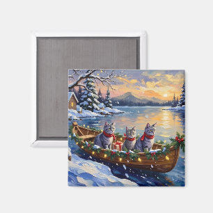 Aimant Bateau de Noël de chat bleu oriental Fêtes