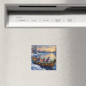 Aimant Bateau de Noël de chat bleu oriental Fêtes (In Situ (Lave-vaisselle))