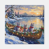 Aimant Bateau de Noël de chat bleu oriental Fêtes (Devant)
