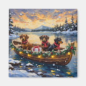 Aimant Bateau de Noël de teckel pour les fêtes (Devant)
