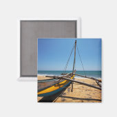 Aimant Bateau De Pêche Amarré Sur La Plage (Recto/Verso)