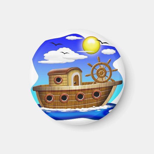 Aimant Bateau de pêche dessin animé (Devant)