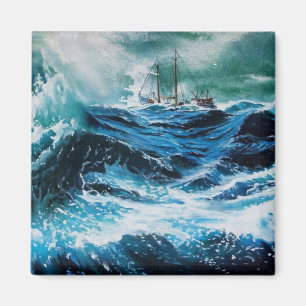 Aimant Bateau en mer dans la tempête