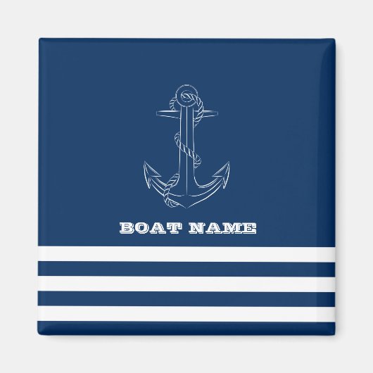 Aimant Bateau nautique, Marine Blue Stripes Sailor (Devant)