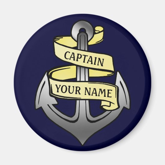 Aimant Bateau personnalisable Capitaine Votre nom Ancre (Devant)