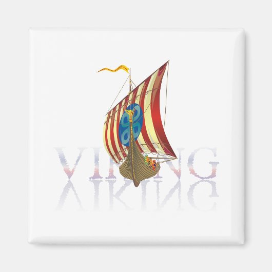 Aimant Bateau viking réfléchissant sur une eau mystérieus (Devant)