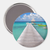 Aimant Bateaux à une jetée dans l'aimant rond du Pacifiqu (Recto/Verso)