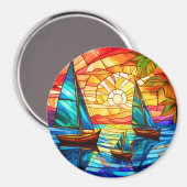Aimant Bateaux à voile au coucher du soleil (Recto/Verso)