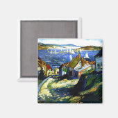 Aimant Bateaux à voile au port, peinture d'art, (Recto/Verso)