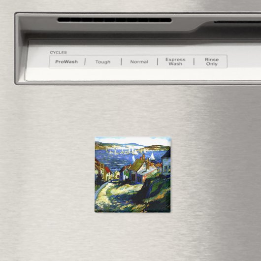 Aimant Bateaux à voile au port, peinture d'art, (In Situ (Lave-vaisselle))