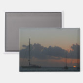Aimant Bateaux à voile dans Sunset Tropical Seascape (Recto/Verso)