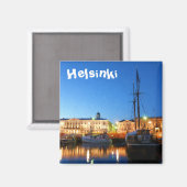 Aimant Bateaux au Carré du marché d'Helsinki le soir (Recto/Verso)