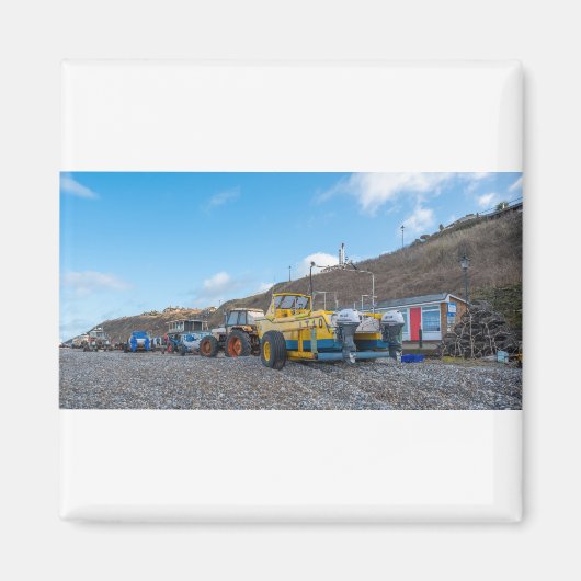 Aimant Bateaux de pêche sur la plage de Cromer, côte Norf (Devant)