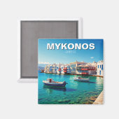 Aimant Bateaux des îles grecques de Mykonos (Recto/Verso)