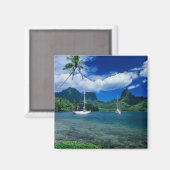 Aimant Bateaux privés ancrés dans la baie d'Opunohu sur (Recto/Verso)