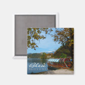 Aimant Bateaux touristiques dans le lac Bled en automne (Recto/Verso)