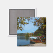 Aimant Bateaux touristiques dans le lac Bled en automne (Recto/Verso)