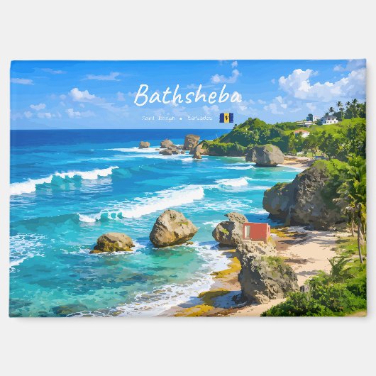 Aimant Bathsheba, Barbade - Côte de plage tropicale (Recto)
