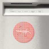 Aimant Batik tribal Gecko - corail rose et crème (In Situ (Lave-vaisselle))