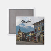 Aimant Bâtiments de la ville de Skagway Alaska Photo (Recto/Verso)