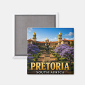 Aimant Bâtiments de l'Union de Pretoria et fleurs de Jaca (Recto/Verso)