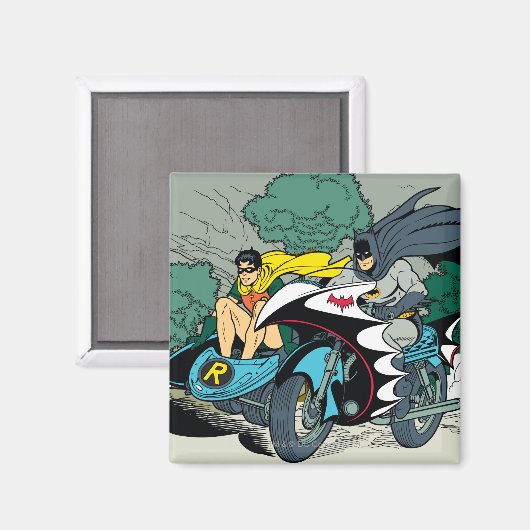 Aimant Batman Et Robin En Batcycle (Recto/Verso)