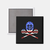 Aimant Bâtons Et Casque De Crosse Avec Drapeau Américain (Recto/Verso)