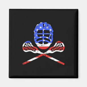 Aimant Bâtons Et Casque De Crosse Avec Drapeau Américain