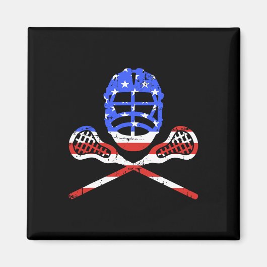 Aimant Bâtons Et Casque De Crosse Avec Drapeau Américain (Devant)